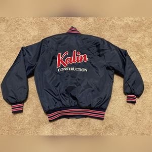 Vintage GEM Sportswear Men’s Bomber Jacket Blue Red Nylon Snap USA Made Size XL